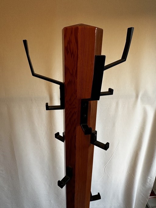 Swedish Modernist Coat Stand in Pine Wood, 1960