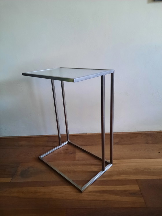 Side table 2 Pieces With Wired Glass – Metal (photo 3 of 5)