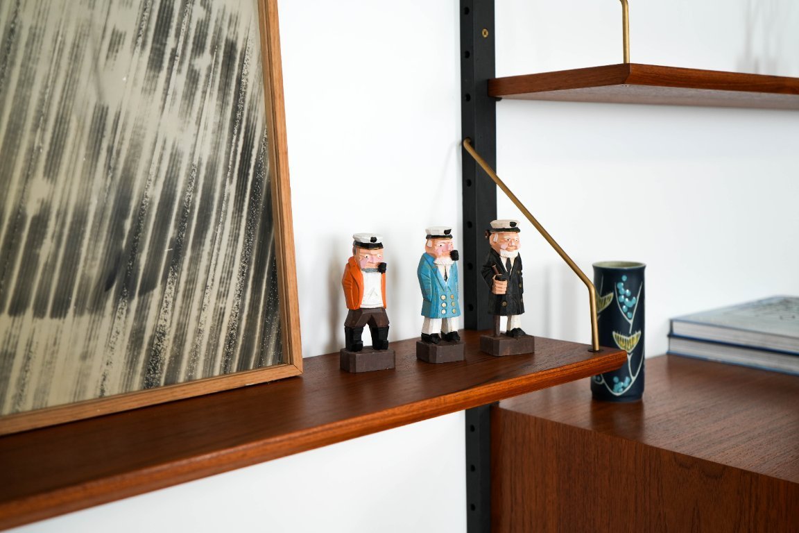Meuble mural modulaire en teck à 3 baies de Poul Cadovius pour Cado, années 1960. - En vente sur