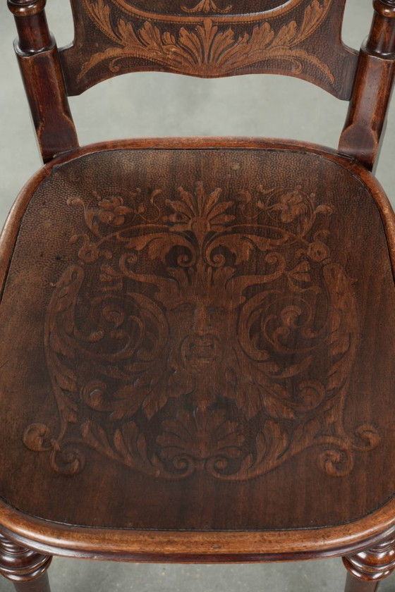 4x Antique bistro chairs from the late 18th century with bentwood in Art Nouveau style with remarkable (photo 10 of 14)