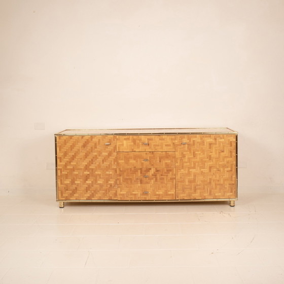 Image 1 of Credenza In Bamboo Pressato E Ottone 1975