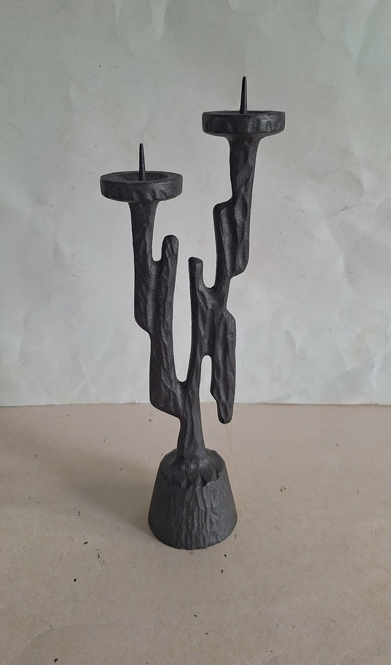Image 1 of Candeliere in ghisa a due bracci Horst Dalbeck, Brutalist 1960-1969