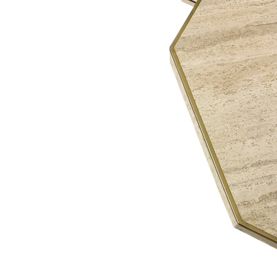 Image 1 of Pair of Willy Rizzo for Jean Charles Mid-Century Italian Modern Travertine Low Octagonal Tables