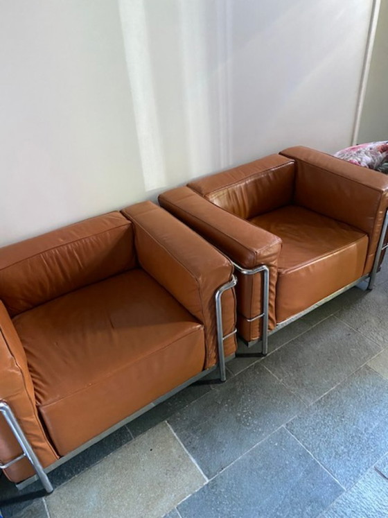 Image 1 of Dreisitzer-Ledersofa mit Botschafter