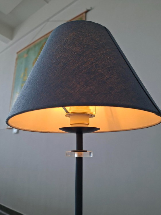 Image 1 of Lampe de table au design vintage avec base en plexiglas – métal bleu – style années 80/90