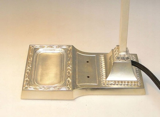 Lampada da scrivania Art Nouveau placcata in argento, inizio XX secolo. – Lampade da scrivania, Glass, Metal (photo 8 of 19)