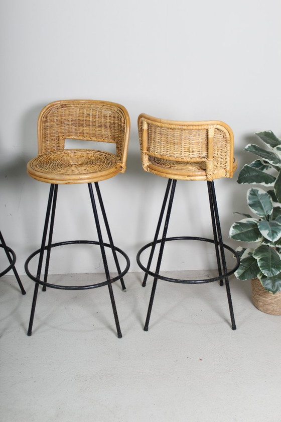 Image 1 of Sgabelli da bar vintage in rattan