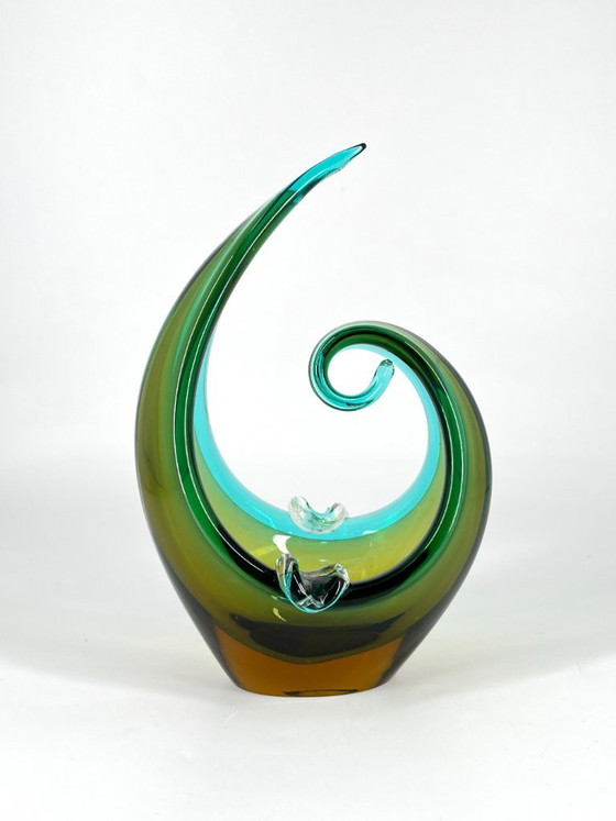Scultura in Vetro Murano Sommerso – Vintage Anni '60/'70 – Verde Turchese Ambra – Vasi, Glass (photo 2 of 11)