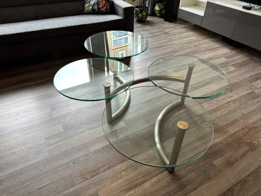 Ronald Schmitt Glas-Couchtisch - GEMINI verstellbar – salontafels, Metal (photo 2 of 6)