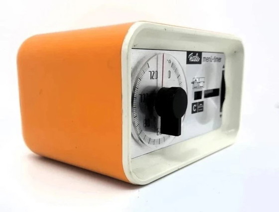 Image 1 of (W011) Iconic Fissler Design: Vintage Orange Menu Timer Kitchen Timer – 1970s Pop Art
