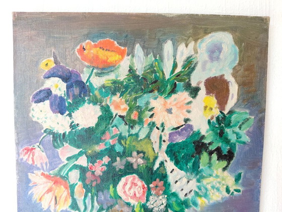 Vintage Floral Still Life, Impressionistic Early 1960s – Paintings & Drawings, Canvas (photo 2 of 10)