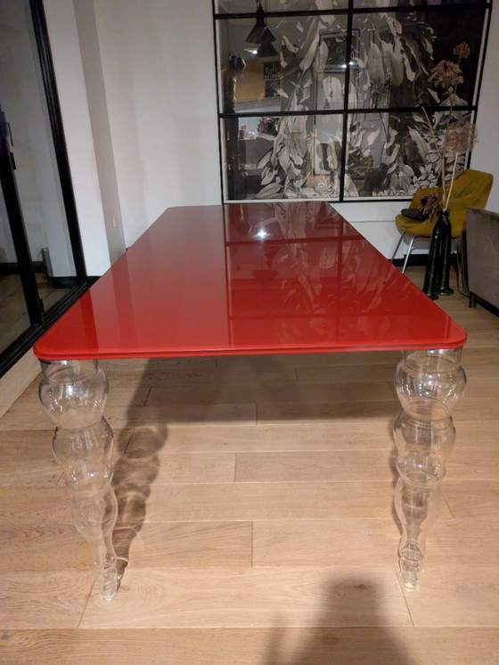 Image 1 of Glas Italia "Post Modern" Dining Table by Piero Lissoni - Red Lacquer