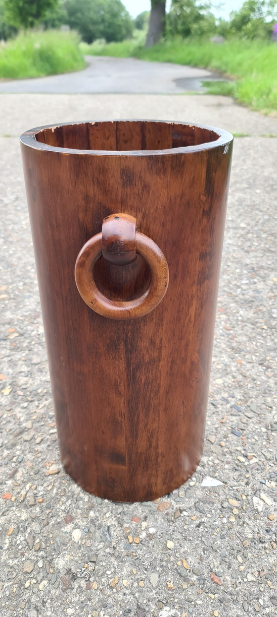 Image 1 of Vintage Wooden Umbrella Stand Brutalist '50s