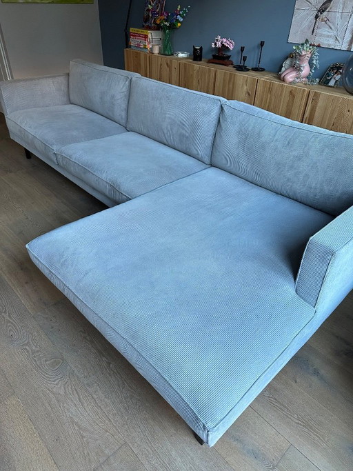 Divano angolare di Sidde Mads in tessuto a coste grigio chiaro, 300 cm