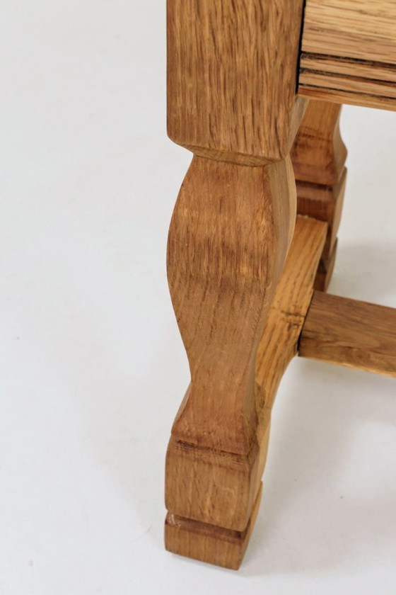 Image 1 of Vintage rustieke eikenhouten bank na renovatie