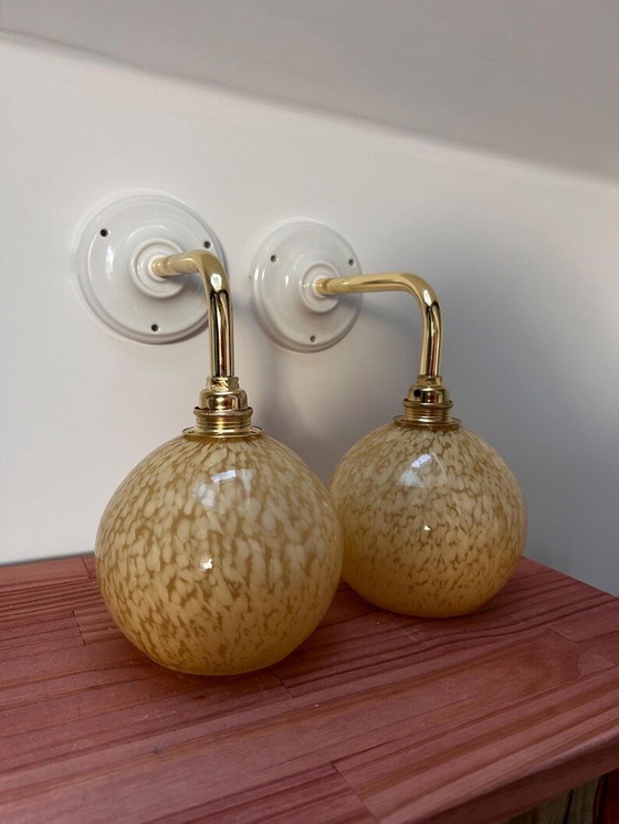 Image 1 of Pair Of Clichy Glass Wall Lamps