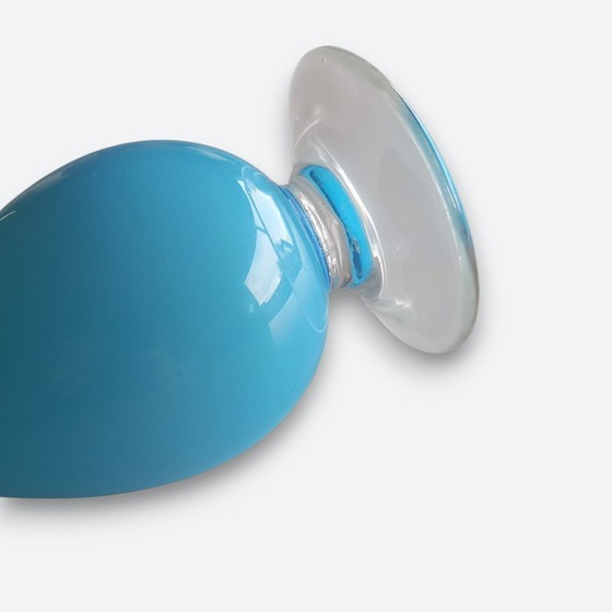 Image 1 of Mid-century studio art glass vaas – opaline cased glass – turquoise – mondgeblazen – Europa (2e helft 20e eeuw)