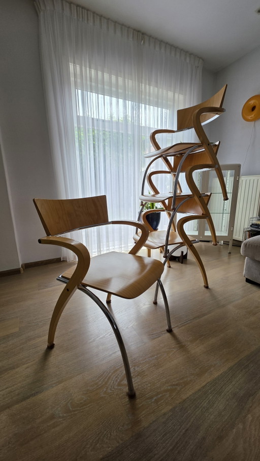 4x – eetkamerstoelen, Chrome, Metal (photo 2 of 12)