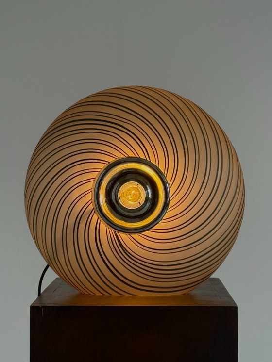 Image 1 of Italian vintage glass table lamp in shades of gray with swirl pattern