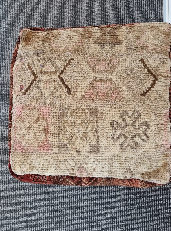 Image 1 of Vintage pastelkleur poef, boho chic zitkussen