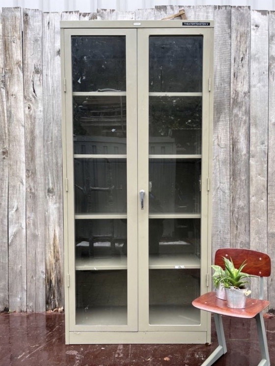 Image 1 of Vintage MEWAF display cabinet / laboratory cabinet metal