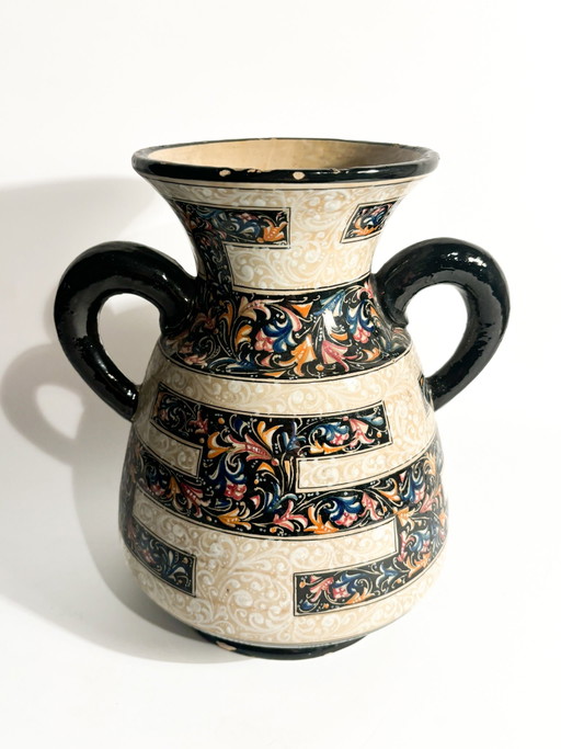 Vase en céramique peint à la main Molaroni des années 1940 – vazen, Ceramic (photo 2 of 12)