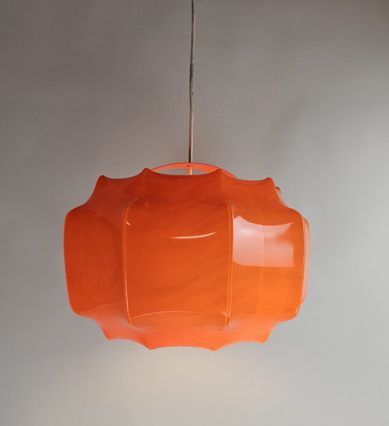 Image 1 of Lampada a sospensione arancione dell'era spaziale di Ilka Plast