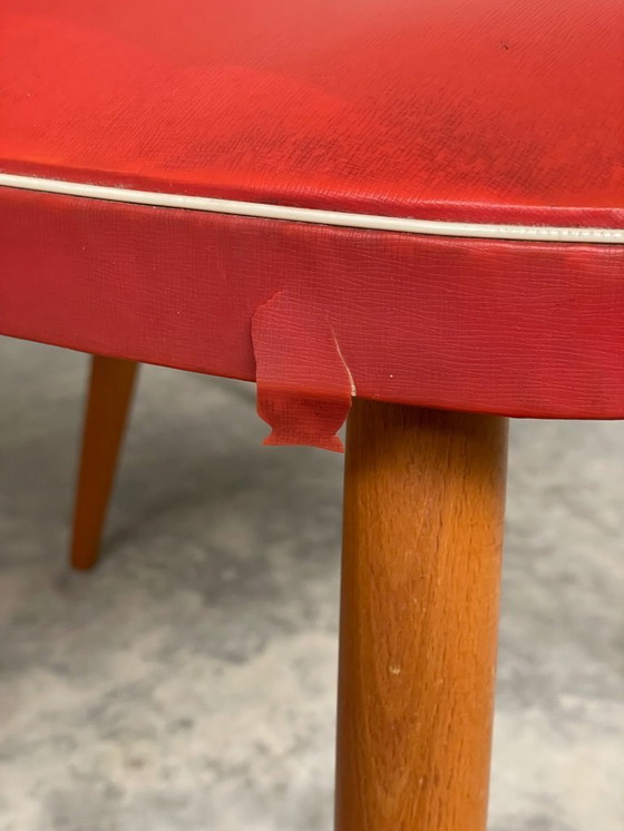 Image 1 of 6 Vintage 50's-60's RODE Skai eetkamerstoelen