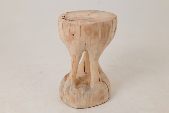 Image 1 of Sculptural Side Table, Stool, Solid Wood, Contemporary Design