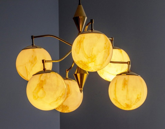 Image 1 of Vintage Marbled Glass Chandelier, 1960s–1980s, Czechoslovakia