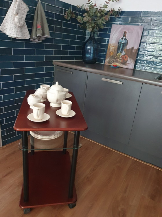 Desserte, table d'appoint, sidetable de la fin du 20e siècle – Wood, Glass (photo 4 of 8)