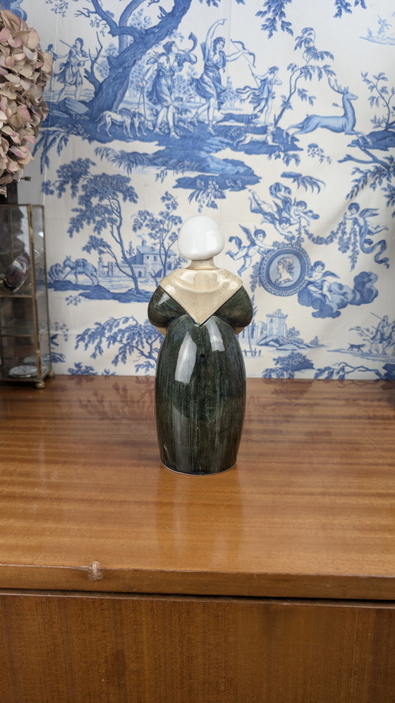 Image 1 of Botella antropomorfa de licor Denbac pour Noyer Berrichonne, cerámica de principios del siglo XX