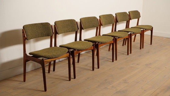 Image 1 of 6 x eetkamerstoelen | Erik Buch | Model 49 | Teak | Opnieuw gestoffeerd