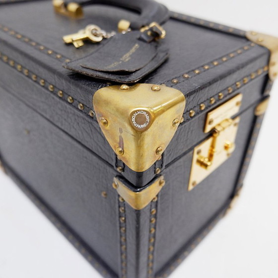 Image 1 of Beauty Case Vintage en Cuir Noir, Pascal Morabito - Années 1980