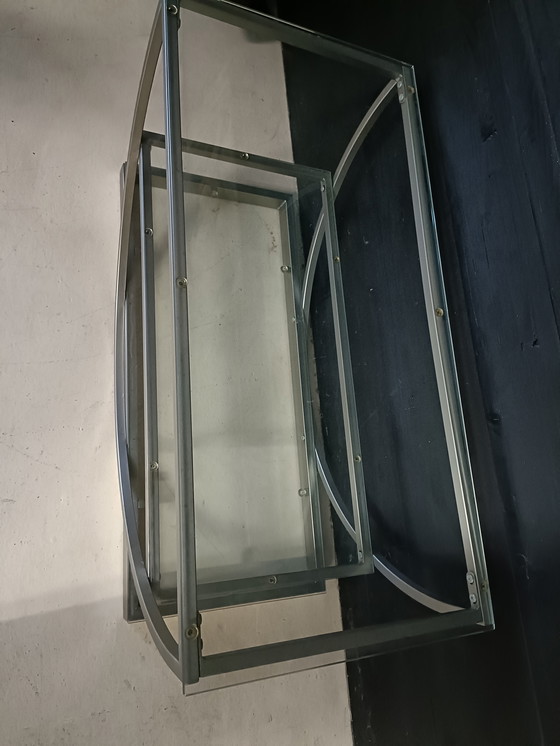 Image 1 of Metal coffee table with glass