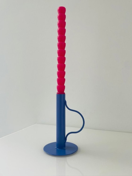 Image 1 of Modern lavender-colored metal candlestick