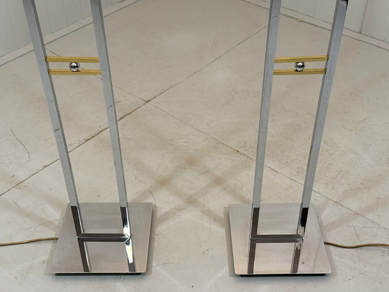 Image 1 of Juego de 2 lámparas de pie Arte Lumen cromadas y de latón, años 70