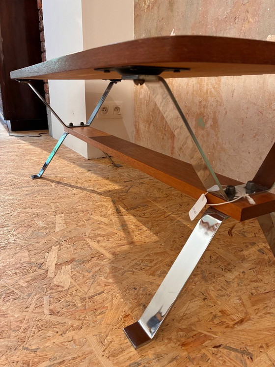 Vintage salontafel van hout en keramische tegels in de stijl van Adri Belarti. – Ceramic, Metal (photo 7 of 9)