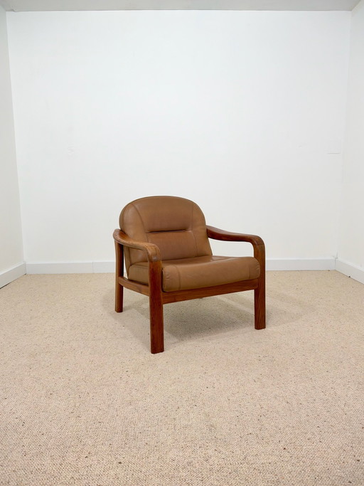 Vintage Sessel aus Leder und Holz