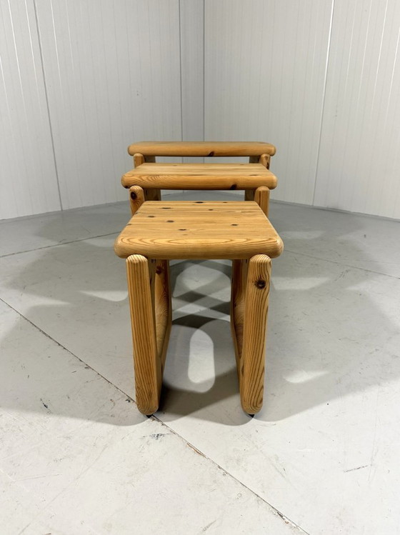 Image 1 of Tables d'appoint Pine Mimiset de style Rainer Daumiller, années 1970