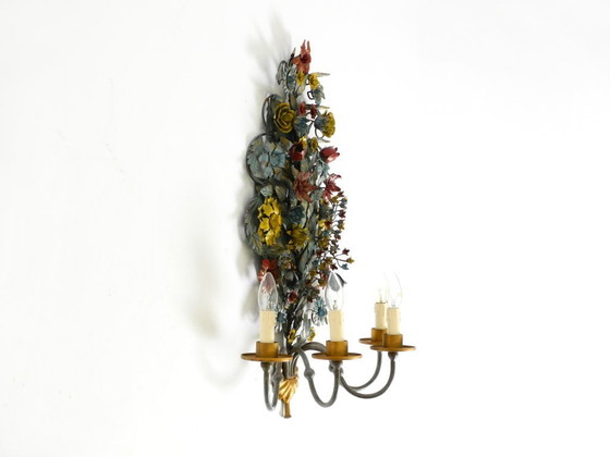 Image 1 of Immense et magnifique applique murale en métal doré et peint à la main, datant des années 1960, signée Hans Möller.