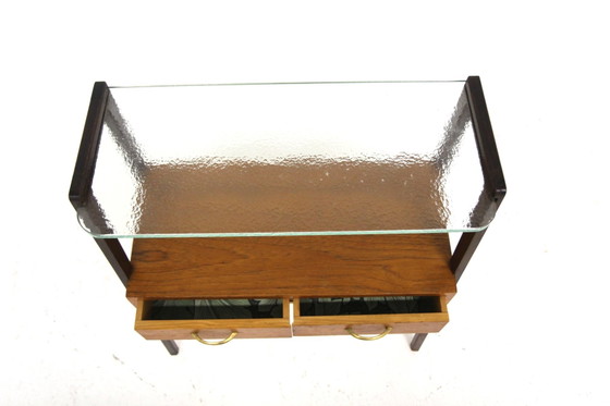 Commode Scandinave en Teck, Sweden, 1950, Verre, Scandinavian (photo 3 sur 5)