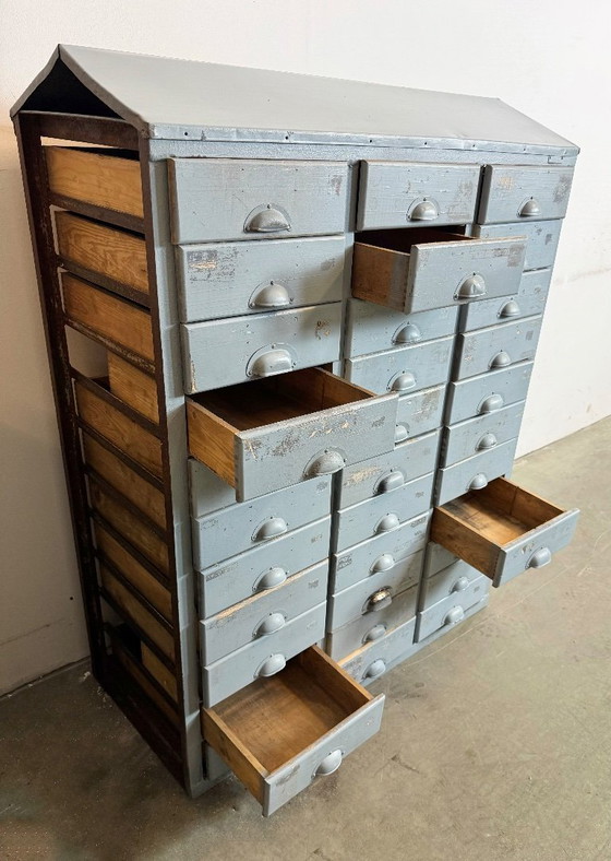 Image 1 of Cassettiera industriale grigia vintage, anni '60