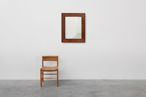 Antique rectangular walnut wall mirror, France ca. 1880