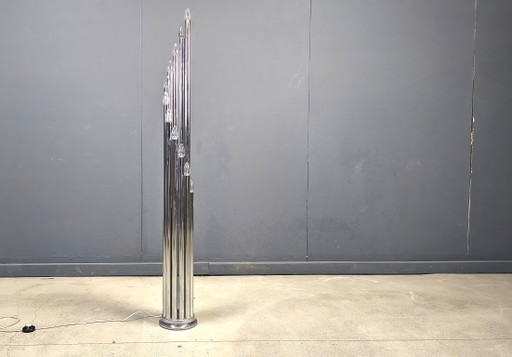 Lampada da terra italiana vintage cromata, anni '70 – vloerlampen, Metal, Chrome (photo 2 of 12)