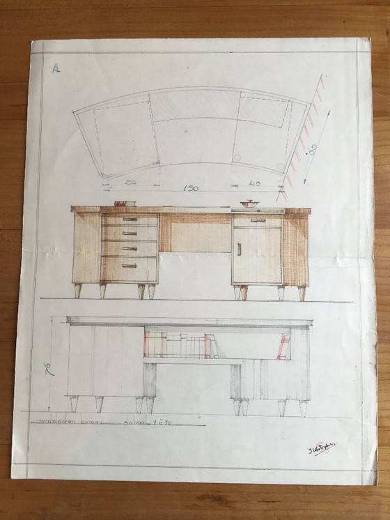 Image 1 of 1930s Pearwood Desk