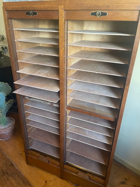 Image 1 of Armario con persiana enrollable Archivador Mueble para música Años 60 Francés