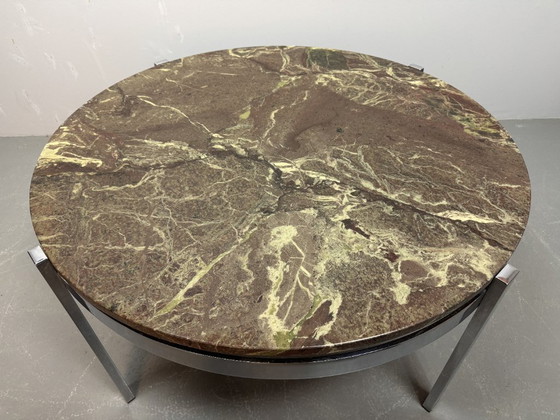 Image 1 of Beautiful Mid-Century Marble and Chrome Coffee / Sofa Table by Bendixen, Denmark 1970s.