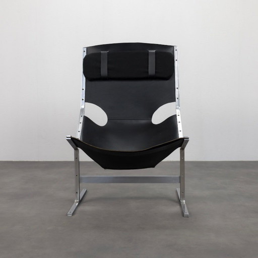 Uiterst zeldzame leren fauteuil van Pierre Thielen voor Metz & Co., Nederland, jaren 60.