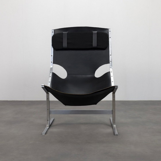 Image 1 of Uiterst zeldzame leren fauteuil van Pierre Thielen voor Metz & Co., Nederland, jaren 60.